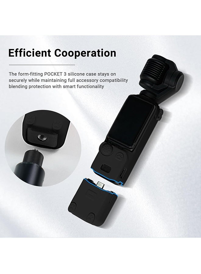 بكومور مجموعة ملحقات DJI Osmo Pocket 3: غطاء حماية من السيليكون مع واقي شاشة من الزجاج المقوى وواقي عدسة | حماية كاملة للكاميرا، ملحقات مقاومة للخدوش والصدمات - Image 3